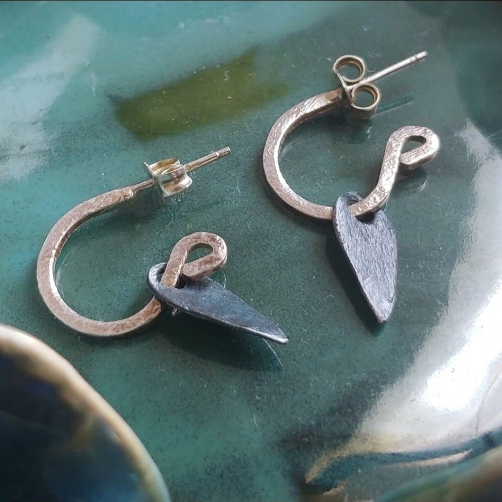 925 Brushed Hammered Earrings